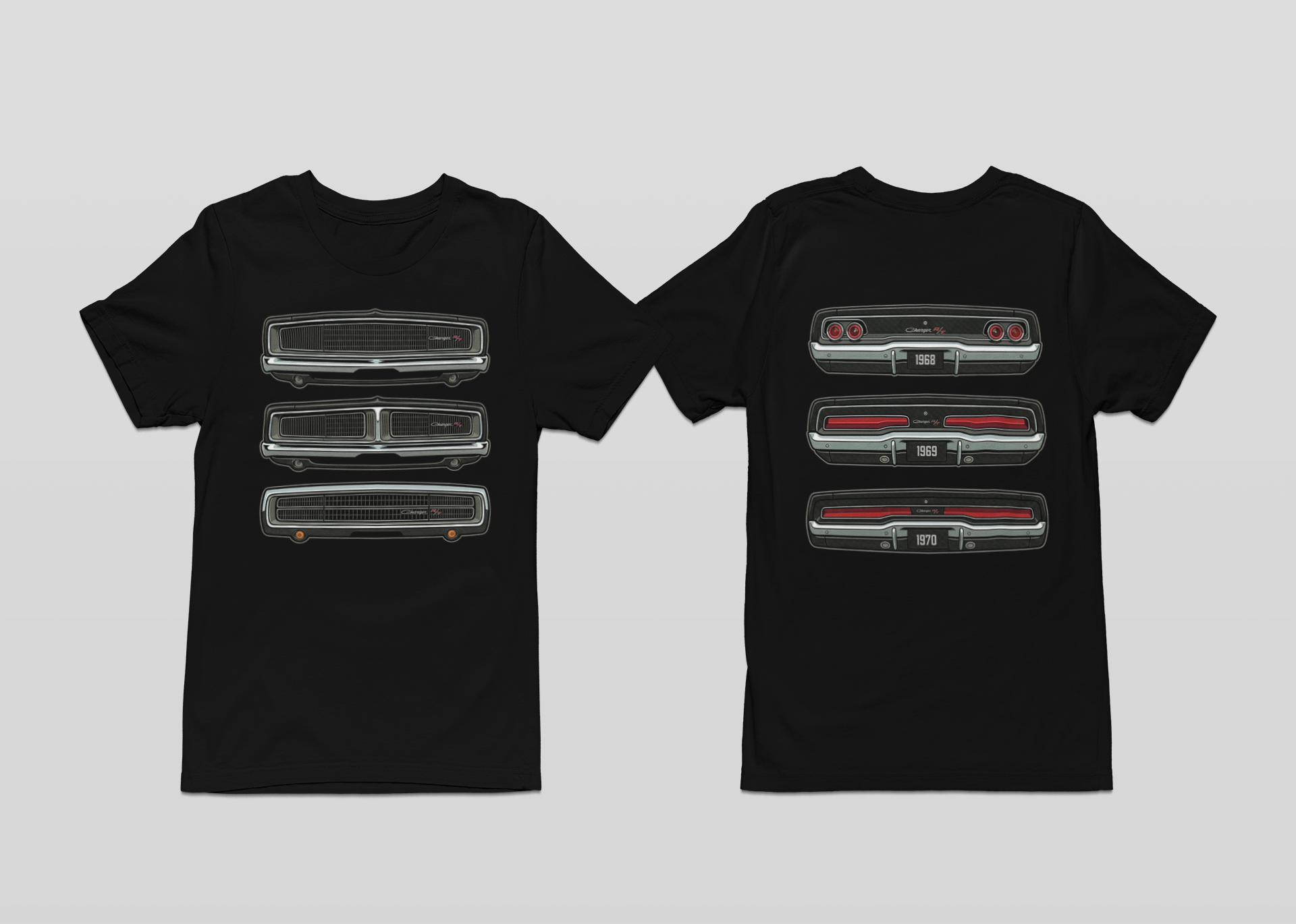 Classic Charger Grille & Taillight T-Shirt: 1968-1970 Muscle Car Graphic Tee
