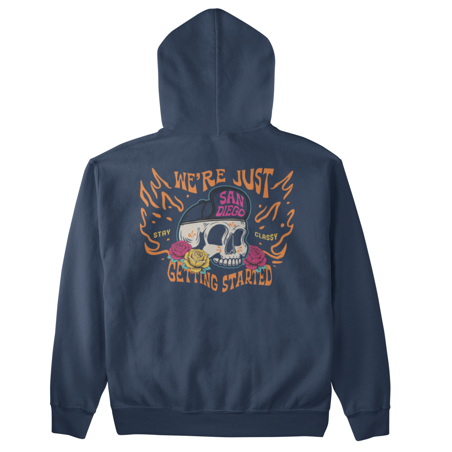 San Diego City Baseball Hoodie: We’re Just Getting Started Skull Design Game Day Apparel
